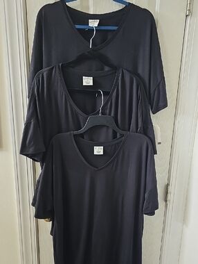 WONDERLY WOMEN'S BLACK SHORT SLEEVES SLEEP TEE-SHIRT BUNDLE OF 3 ALL SIZE XL
